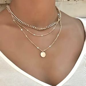 Bohemian style gold layered necklace